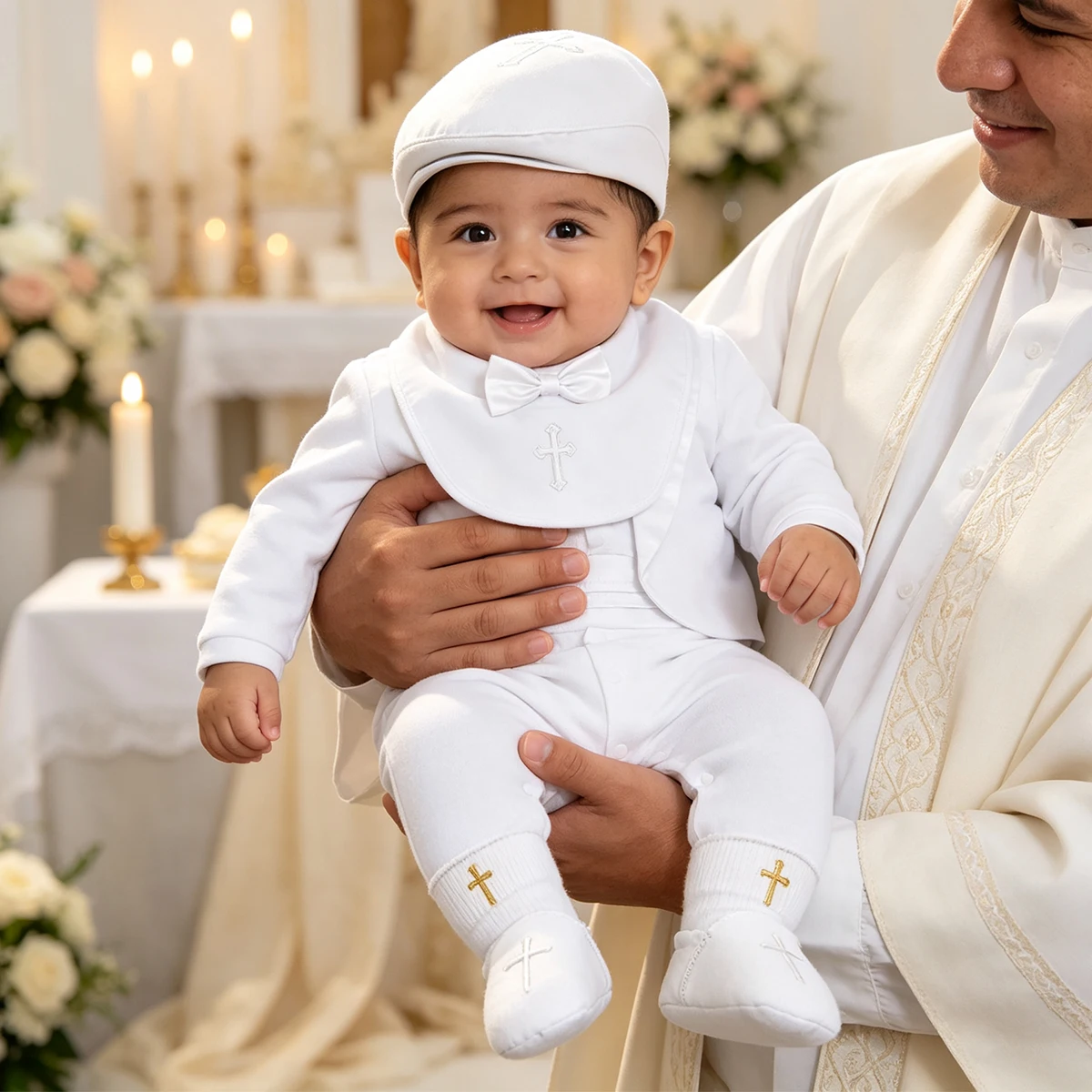 Baby Boy Baptism Outfit Newborn Wedding Footie Tuxedo Infant Christening Easter Church Suit Elegant Gentleman Formal Romper