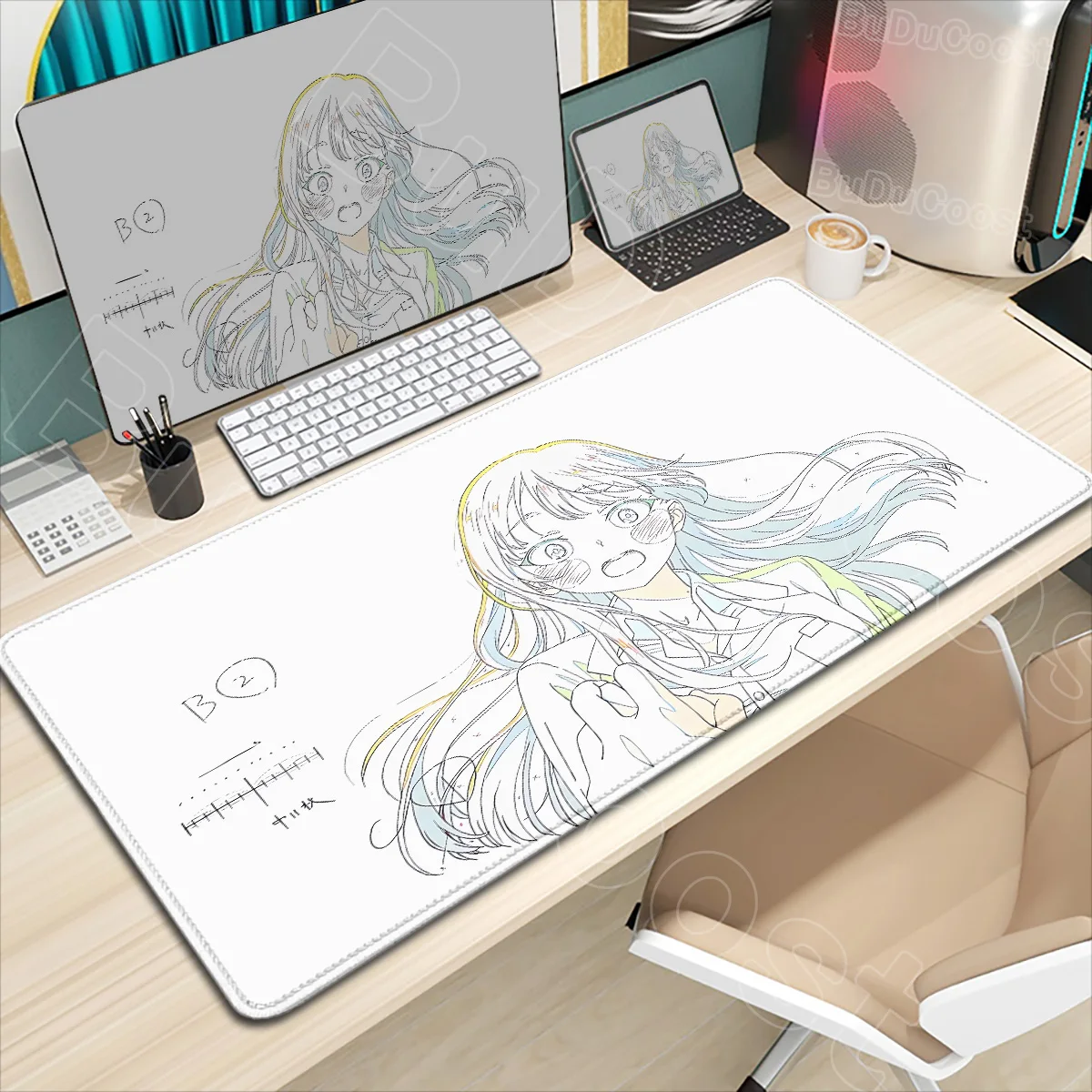 Pretty The Dangers in My Heart Yamada Anna Mousepad Kawaii Anime Girl Desk Mat Keyboard Pad Cute Non-slip Rubber Large Mouse Pad