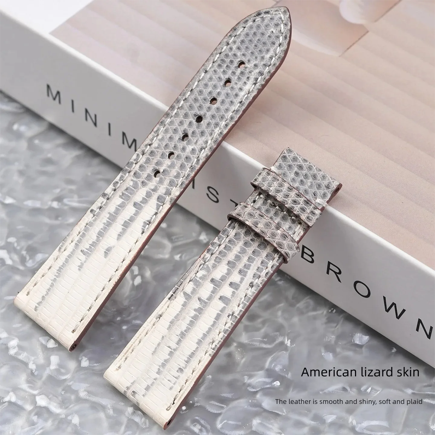 Custom Watchband Handmade American Lizard Skin Strap 16MM 17MM 18MM 19MM 20MM 23MM Flat Interface Waterproof Cowhide Lining Belt