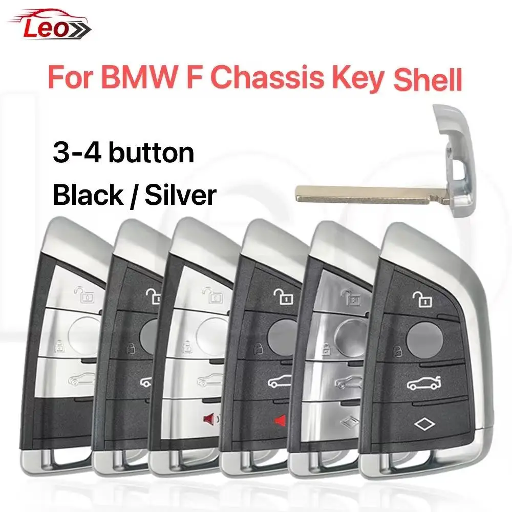 Leo for BMW CAS4 FEM+BDC F Chassis Key Shell 3-4 Button Black/Silver for 1 3 5 7 Series X1 X3 X5 X6 X7 F CAS4 CAS4+