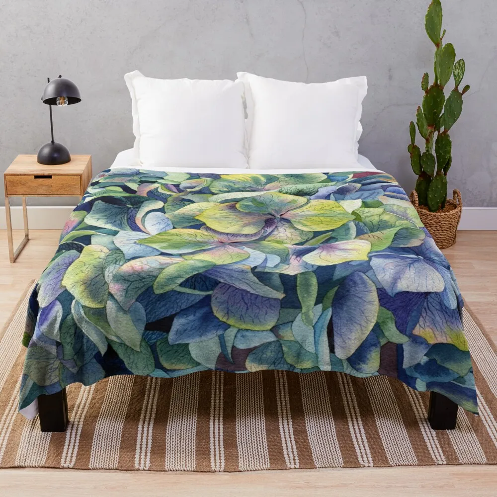 Forest hydrangea Throw Blanket Decorative Throw Furrys warm winter Plaid on the sofa Blankets