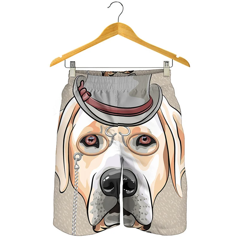 Golden Retriever Portrait 3D Print Beach Shorts Animal Dog Pattern Surf Board Shorts Cool Short Pants Men Summer Swimming Trunks