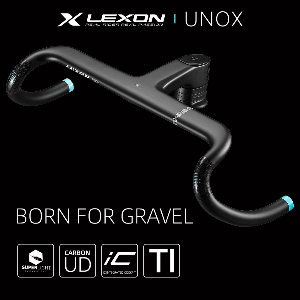 LEXON Gravel Handlebar 28.6mm Carbon Fiber UNOX Road Bike Exotropism Handlebars Integrated Bicycle Bent Bar Bike Parts