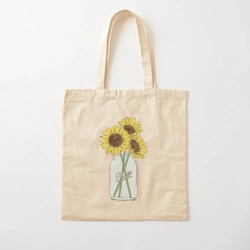 Mason Jar Sunflowers Tote Bag shopping bags foldable the tote bag eco pack ecological bags Tote Bag