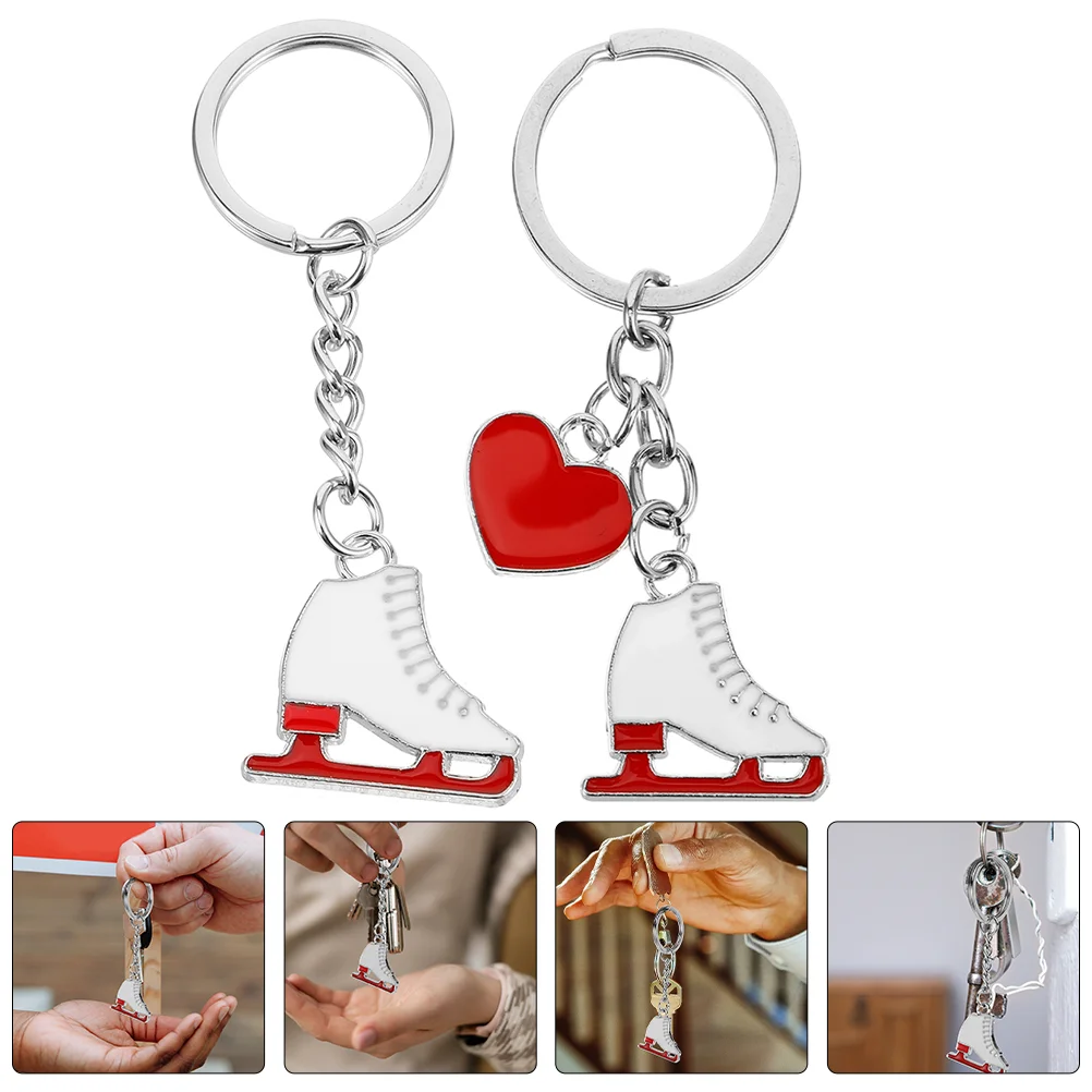 2 Pcs Key Rings Skate Keychain Fashion Keychains Hanging Ice Skates Pendants Decorate Metal Holders Skating Shoes