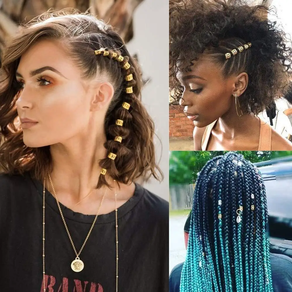 

Dreadlock Beads 300pcs Adjustable Metal Cuffs Aluminum Braid Rings Hair Clips for Long Locs Extension Braiding Festival Supplies