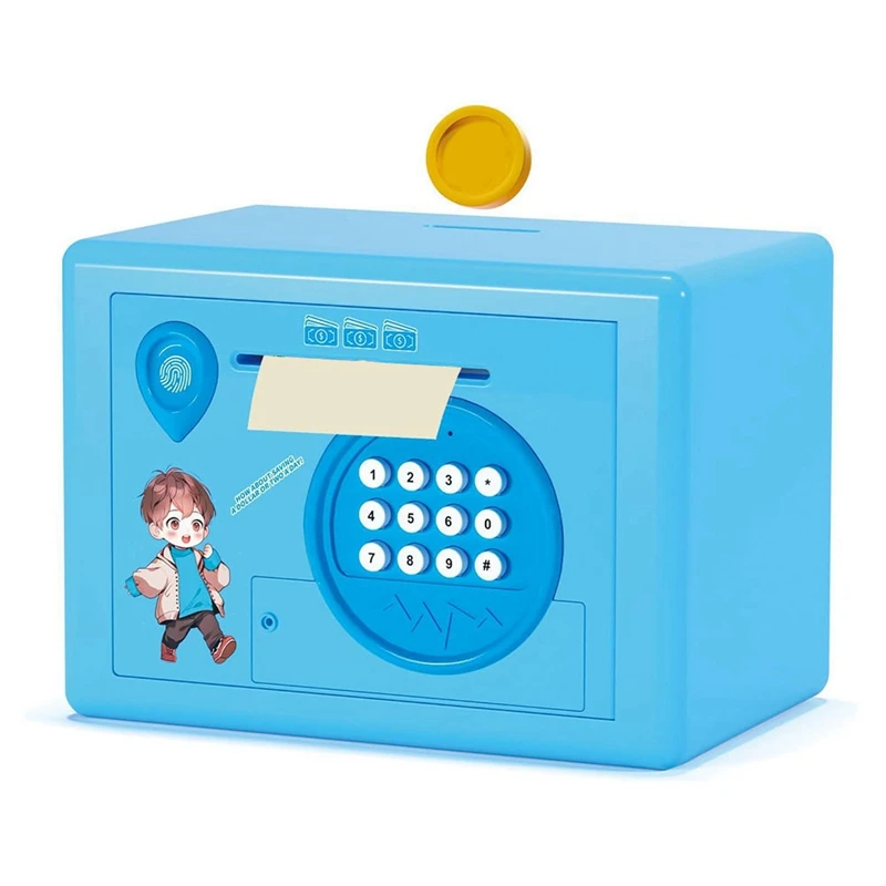 Piggy Bank For Kids,Fingerprint Password Money Saving Box,Coin Bank Money Safe ATM Machine Gift For Birthday