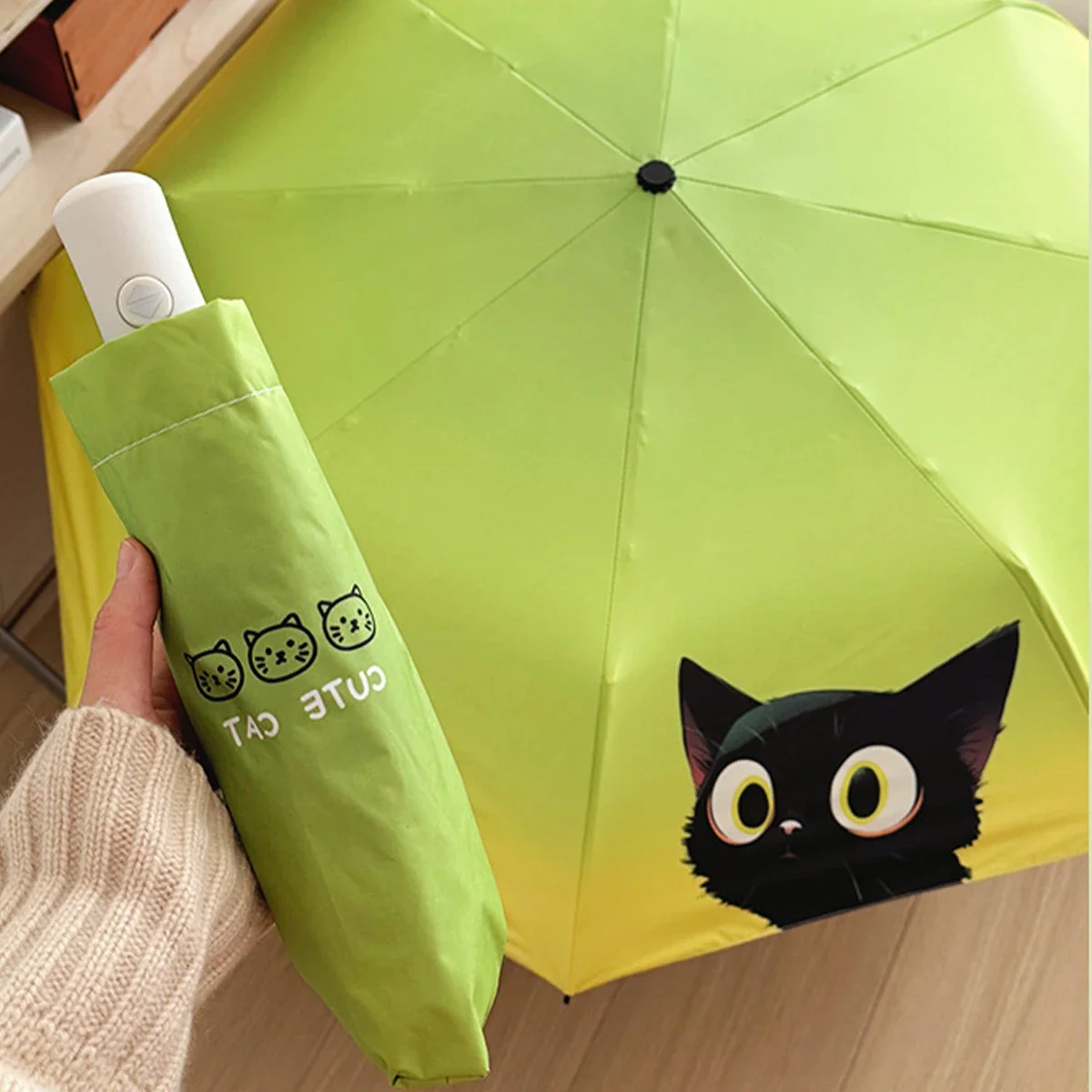 

Cat Folding Umbrella Automatic Sunscreen, UV Protection, Rain and Rain Dual purpose Sunshade Umbrella Portable Travel Umbrella