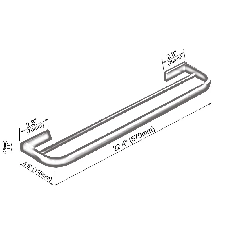 Towel Bar Double Towel Rail for Bathroom Wall Mounted Polished Gold Square Towel Holder Bathroom Accessories Nba850c