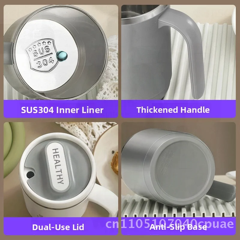 

Large Capacity Insulated Stainless Steel Sippy Cup with Straw Pearl White Cool Gray Dream Purple - Couples Mug Milk Tea Coffee