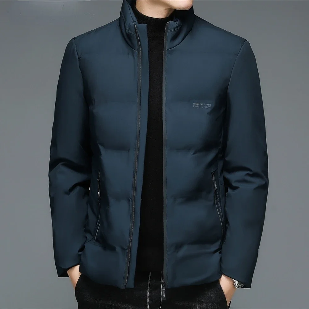 Stand Collar Zipper Jacket Men Clothing Winter New Arrival Thick Warm Parka Business Casual Slim Fit Coats  Men Jacket Clothes