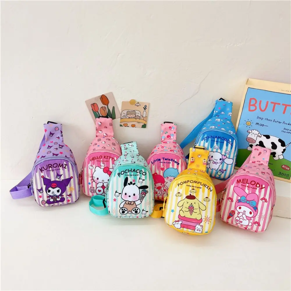 Hello Kitty Children Chest Bag Sanrio figure Kuromi Cute Coin Purse Shoulder Bag Boy Girl Cross Body Bag Fashion Messenger Bag