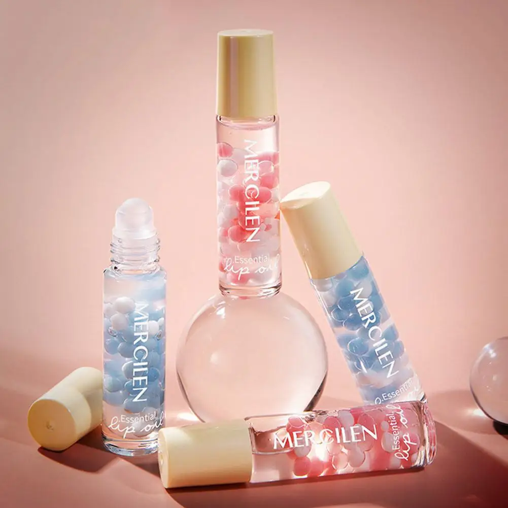 1/2/3PCS Crystal Rolling Ball Lip Oil Moisturizing Hydrating Lip Care Lip Tint Lip Balm, Long Lasting & Nourishing Plumper Lip G view 4