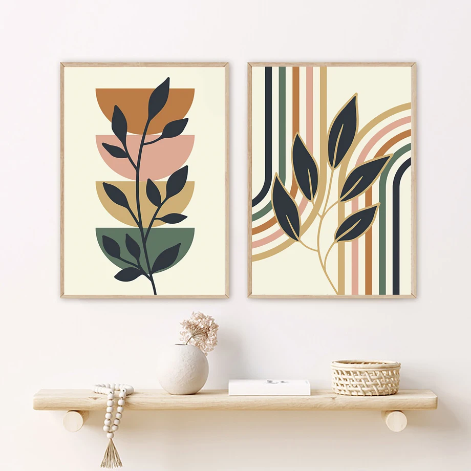 Mountain Sun Moon Rainbow Leaf Geometry Abstract Posters Prints Wall Art Canvas Painting Gallery Pictures Living Room Decor