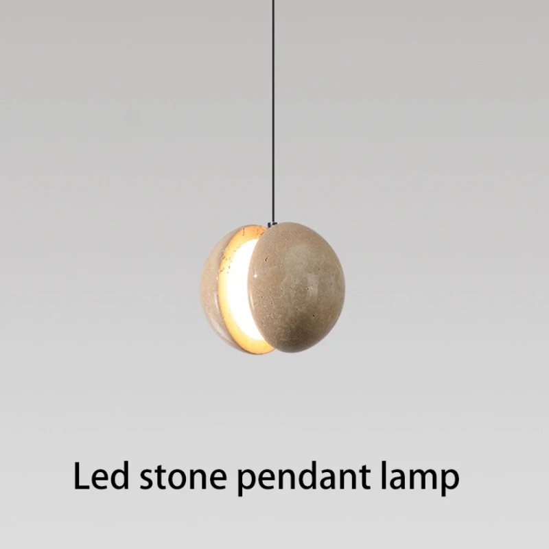 

Led Pendant Lamp Natural Stone Lunar Chandelier Small Bedroom Beside Round Hanging Light Home Room Decoration Soft Lighting