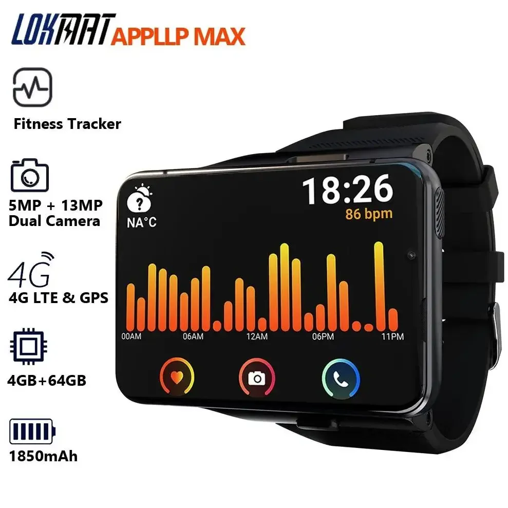 LOKMAT APPLLP MAX 2.88 Inch Screen 4G Smart Watch Men 4GB 64GB 13MP Camera 2300mAh Watch Phone WIFI GPS Smartwatch