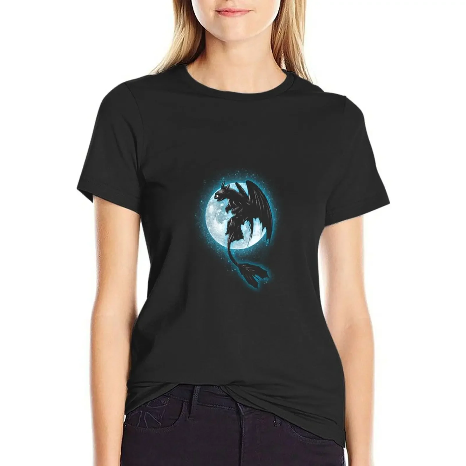 Moonlight Dragon T-Shirt customs quick drying blanks tees Woman fashion