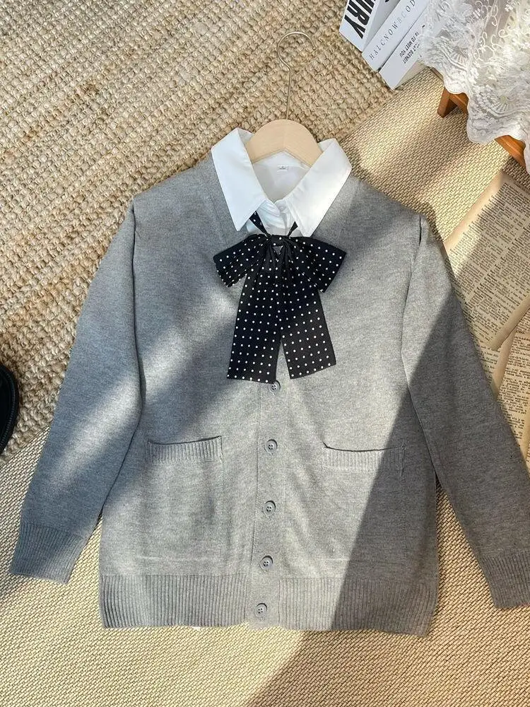 

Women's V-Ne Knitted Cardigan Multi-Color Layering Autumn Winter Warm School orm Sle Long Sve Sweater Outerwear