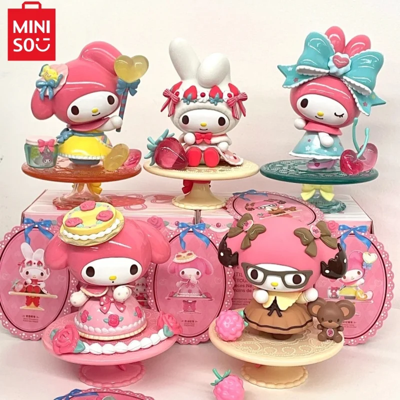 Sanrio Melody Afternoon Tea Series Blind Box Sit Cute Doll Trendy Play Desktop Ornament Model Cartoon Toys Decor Gift