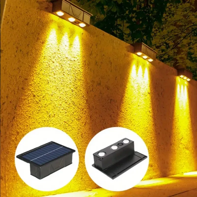 Imagem -02 - Impermeável Solar Wall Light com Sensor Automático Outdoor Garden Villa Decoração Warm Fence Lamp Home Courtyard Gate Ip65 3led