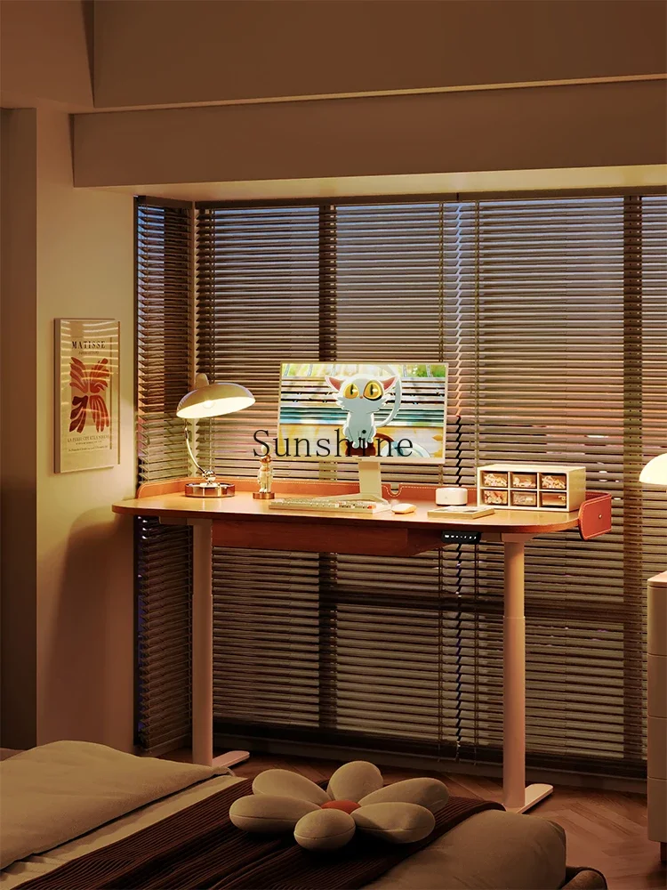 

Electric lifting household small apartment modern simple Japanese log wind smart computer desk