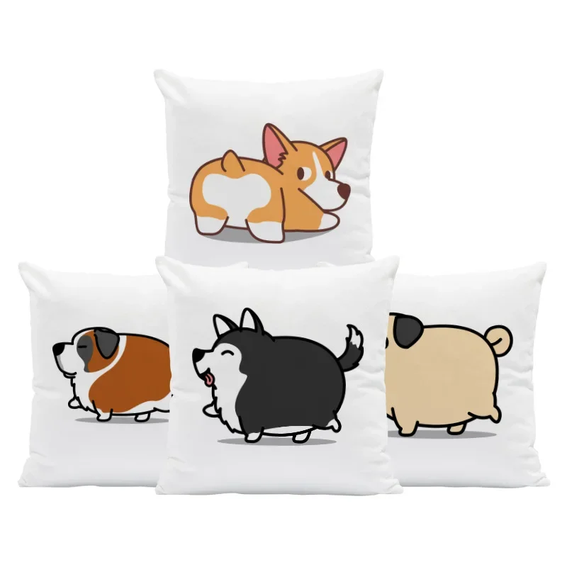 Funny Corgi Pillowcase Birthday Gift Holiday Printed Sofa Cushion Cover  Home Car Bedding