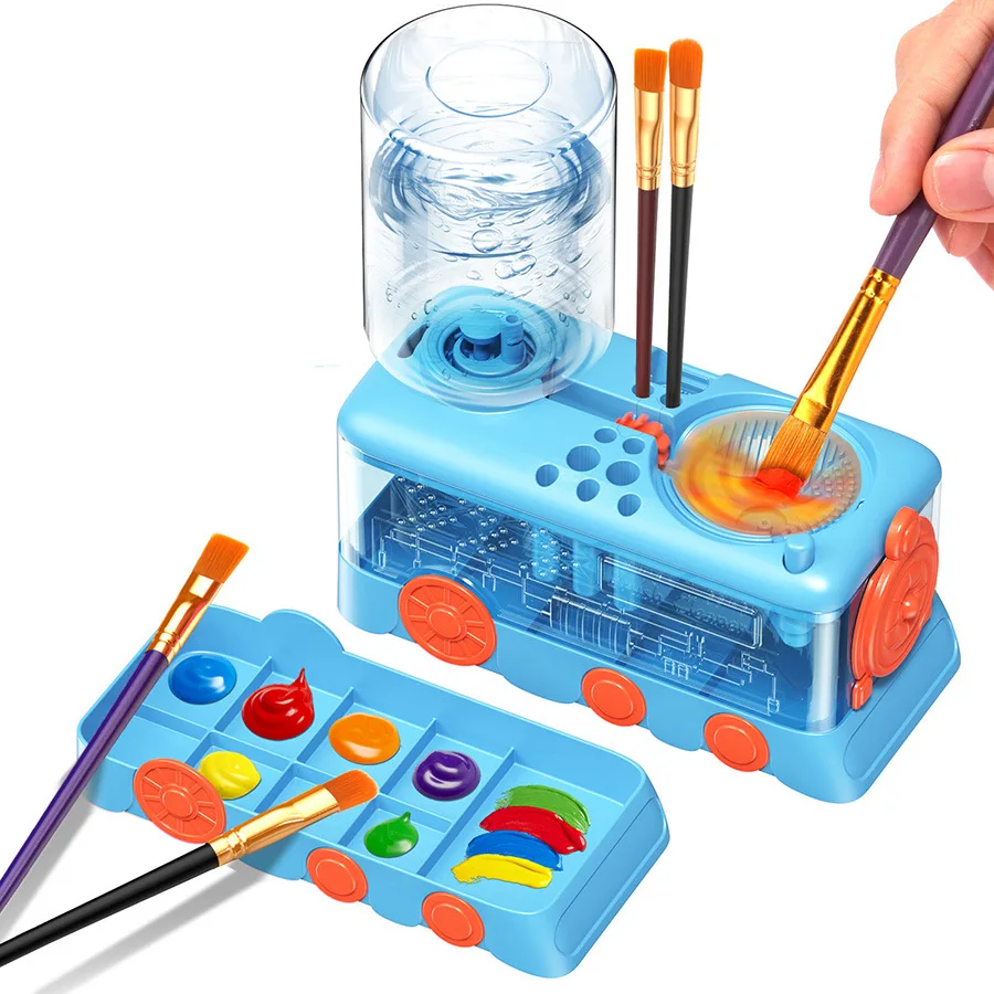 Pinselreiniger-Werkzeug Pinselreinigungsbecher mit Wasserzirkulation für Aquarell-, Öl- und Wasserfarben-Pinsel – Detail 7