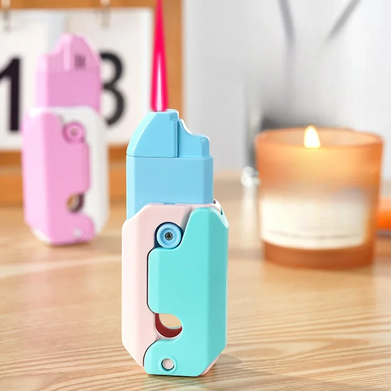 Windproof Torch Gas Lighter Creative Carrot Foldable Toy Lighter Smoking Accessories Red Flame Radish Knife High-Flame Lighters