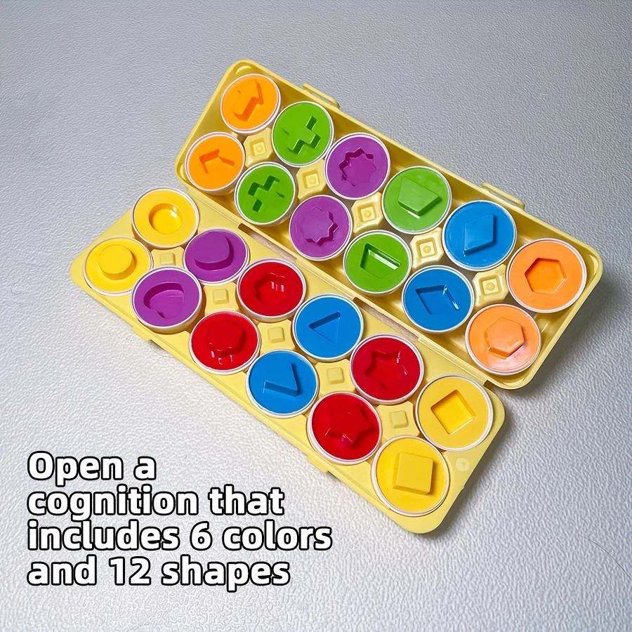 6/12 قطعة التعرف على الألوان والشكل مطابقة ألعاب على شكل بيضة ، ألعاب ألغاز تعليمية للمهارات الحركية الدقيقة للتعلم المبكر #3