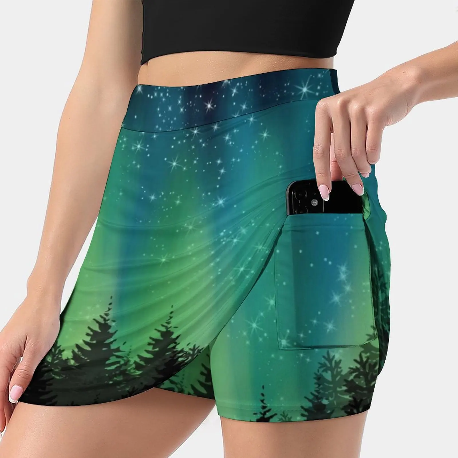 Northern Lights Skirts Woman Fashion 2022 Pant Skirt Mini Skirts Office Short Skirt Northern Southern Polar Lights Aurora