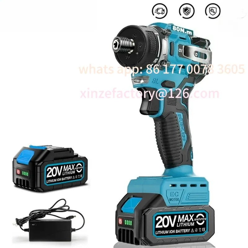 

Customizable 20+1 Torque 1/4 Brushless Electric Screwdriver Lithium Battery Cordless 80N.m Electric Power Tool for Makita 18v