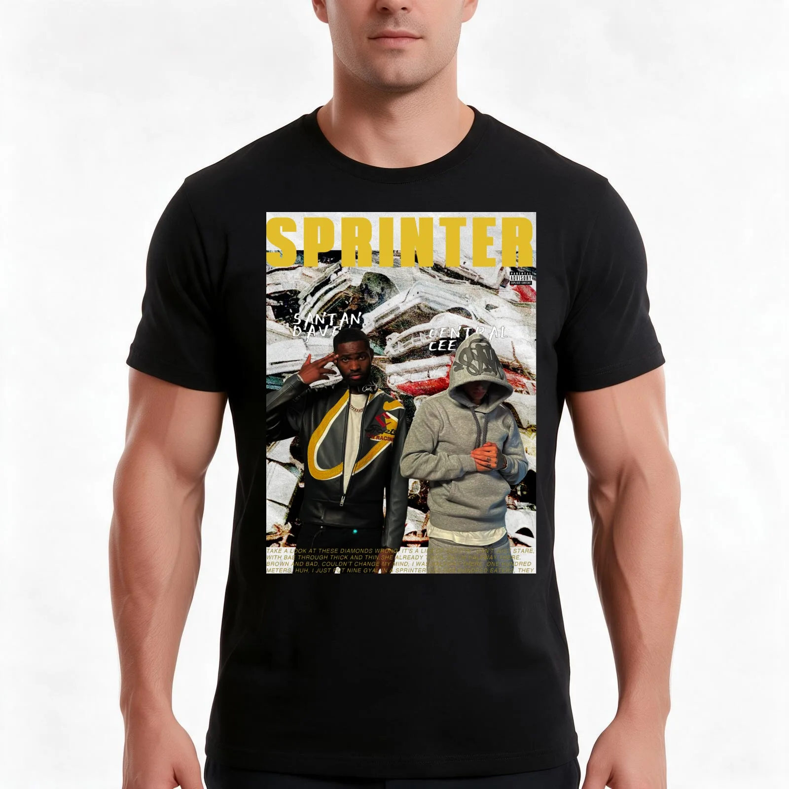 Central Cee and Santan Dave T-Shirt Summer Casual Cotton Tee Oversized Streetwear Tops Vintage Graphic Print 100% Cotton