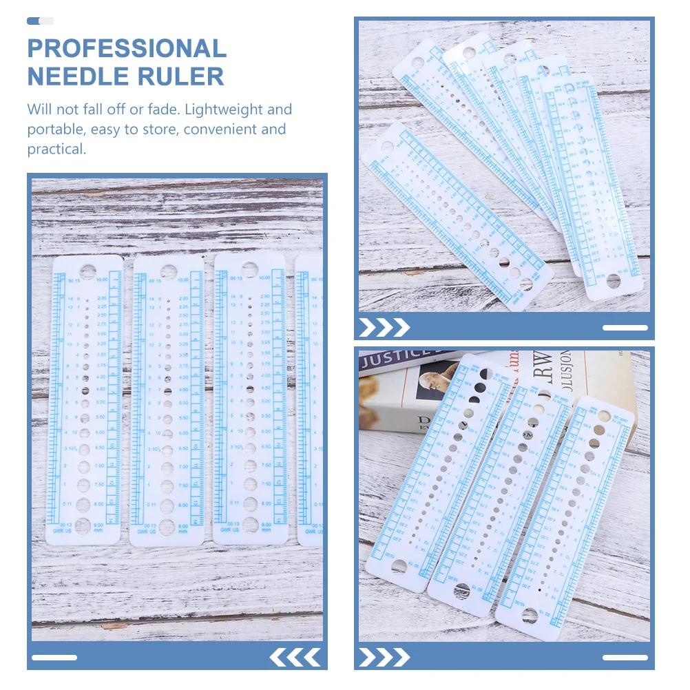 

15 Pcs Knitting Ruler Professional Needle Gauge Wear Resistant Portable Small Tools Plastic Measuring Accessories Household