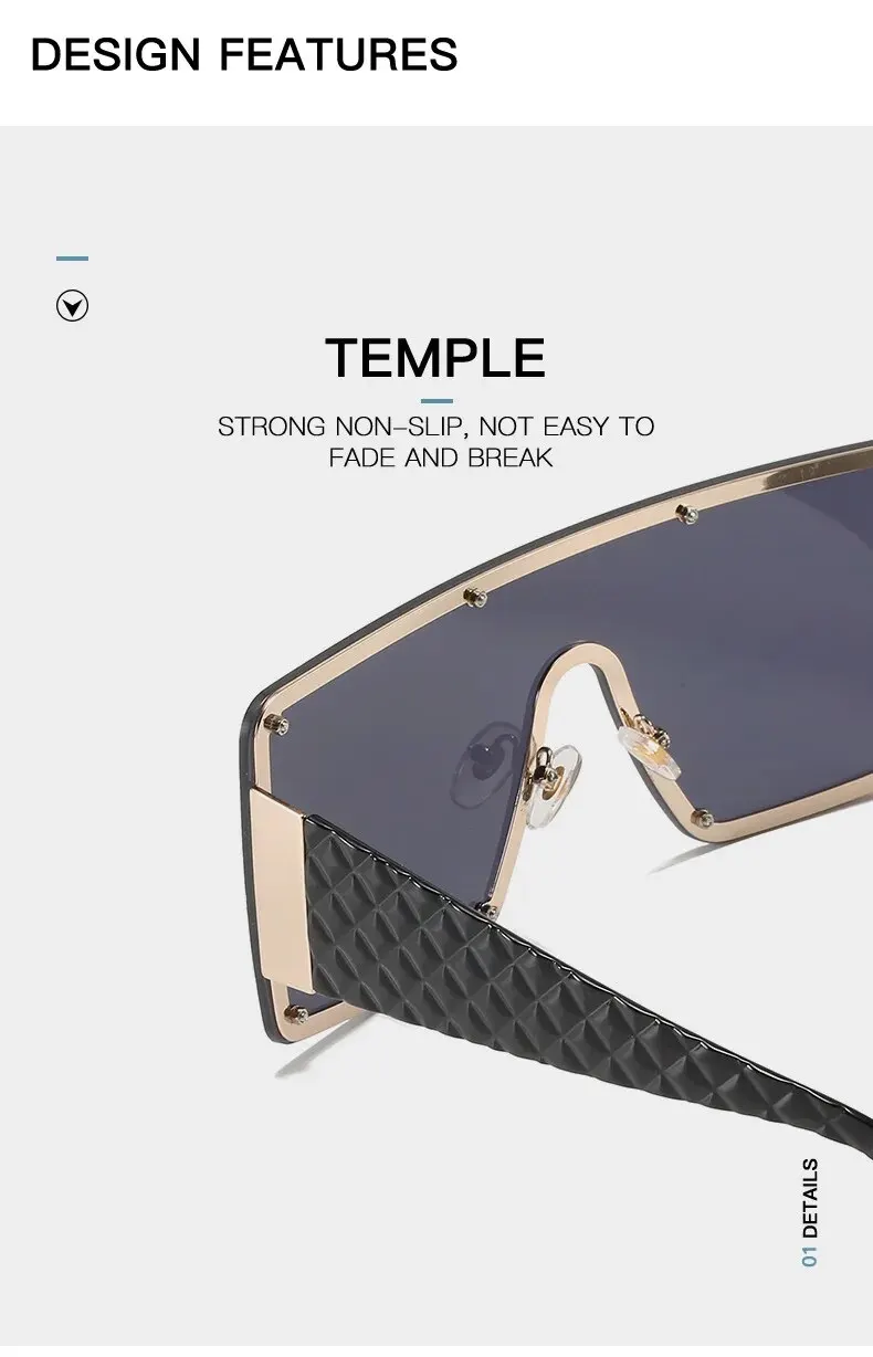 Mode Große Rahmen Sonnenbrille Weibliche einteilige Breitrand Sonnenbrille Ins Straße Schießen Laufsteg Uv400 – Detail 12
