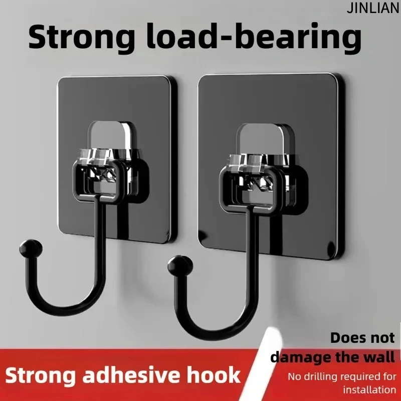 5/15 Pcs Self Adhesive Hooks Rotating Waterproof Strong Hook Holder Wall Door Storage Hanging Hooks Kitchen Bathroom Organizer