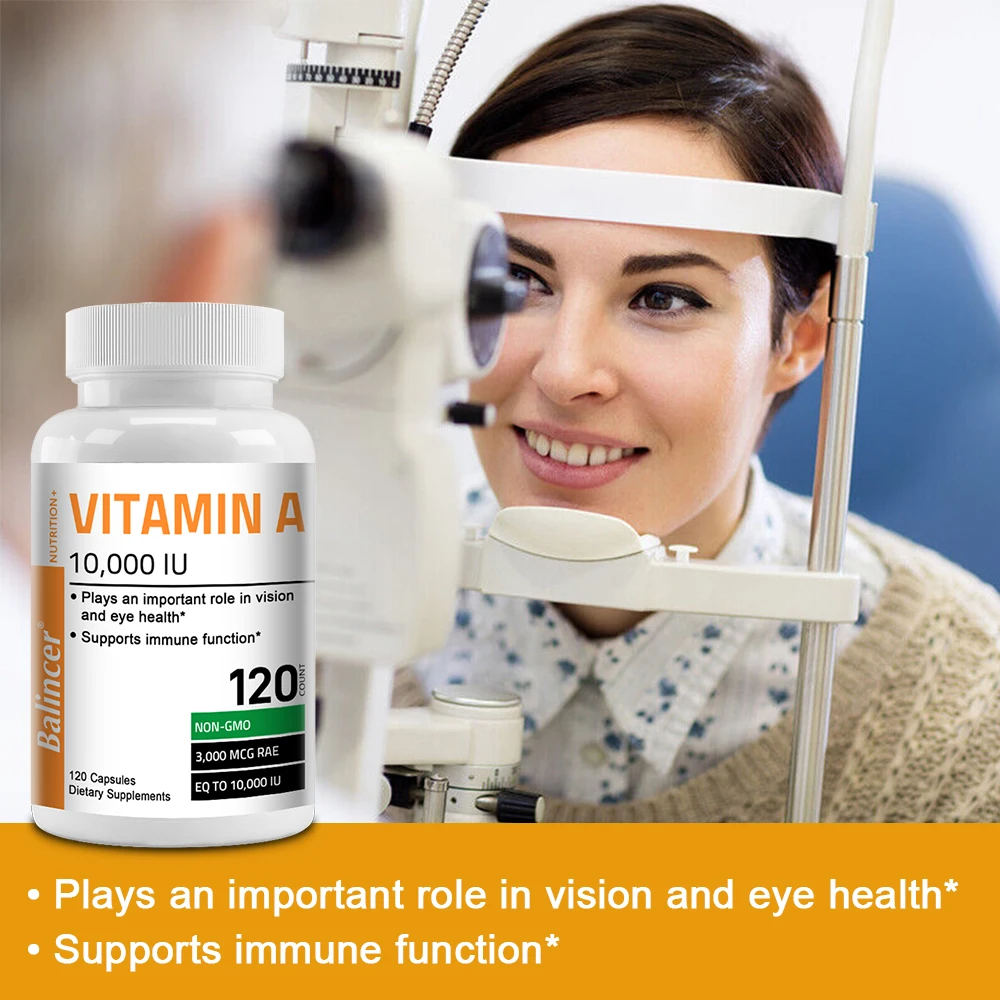 High Potency Vitamin A 10000 IU Supplement Premium Non-GMO Formula Capsules for Healthy Vision, Immune System & Skin Support