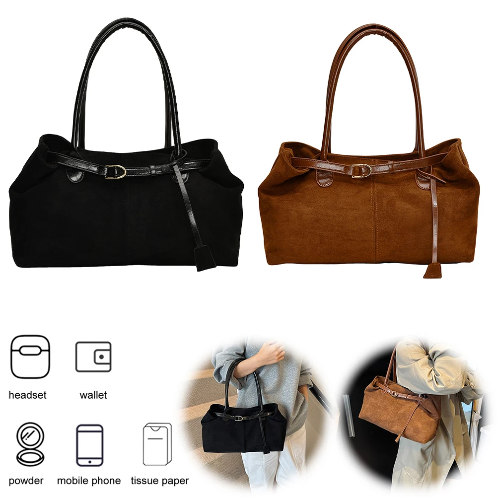 

Women PU Fashion Shoulder Bag Large Capacity Casual Tote Handbag Hasp Closure Stylish Shoulder Purse Travel Hobo Bag