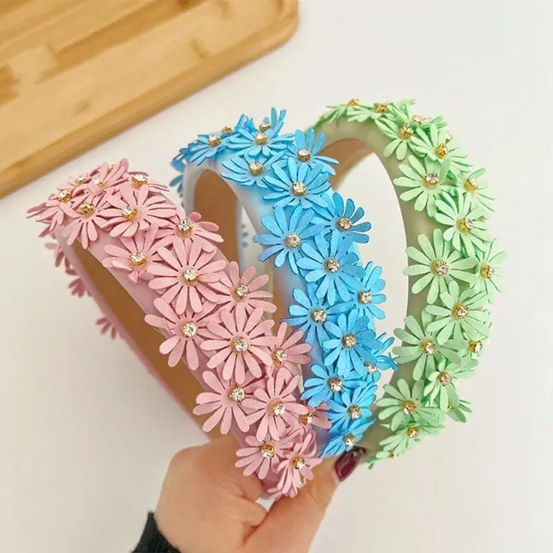 

39BD Female Wedding Hairband Fabric Flower Hairhoop Elegant Party Headwear