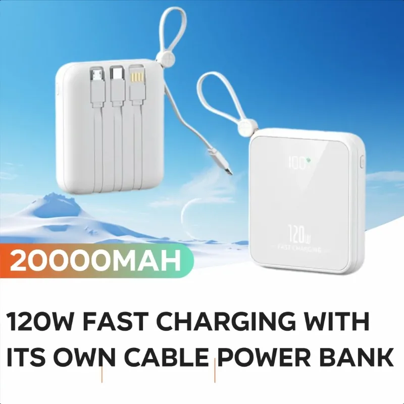 

120W Fast Charging with Its Own Cable Power Bank 20000mAh Large-capacity Convenient Digital Display Mobile Power Supply