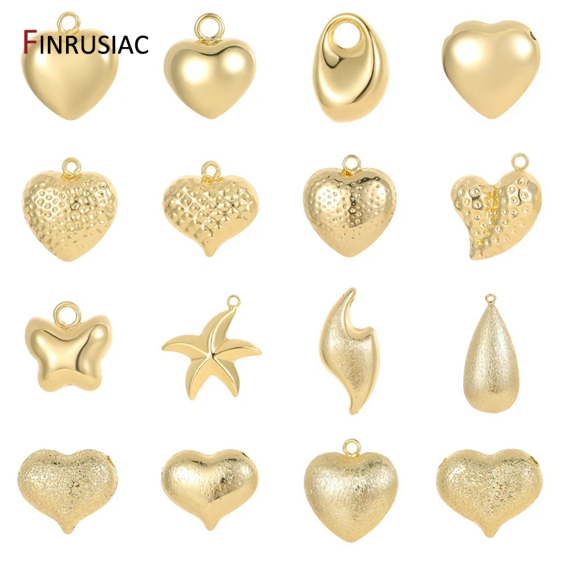 

Multi Styles 14K Gold Plated Brass Heart Charms For Jewelry Making Supplies,DIY Earrings Bracelet Necklace Pendant Accessories