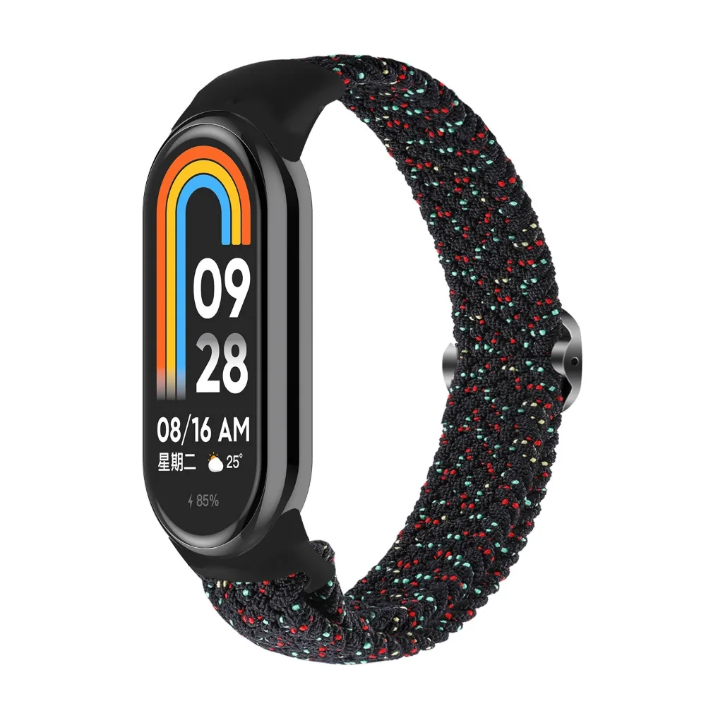Bracelet de montre tissé en nylon réglable pour Xiaomi Band 8, sangle ultra mince, structure marketen métal confortable