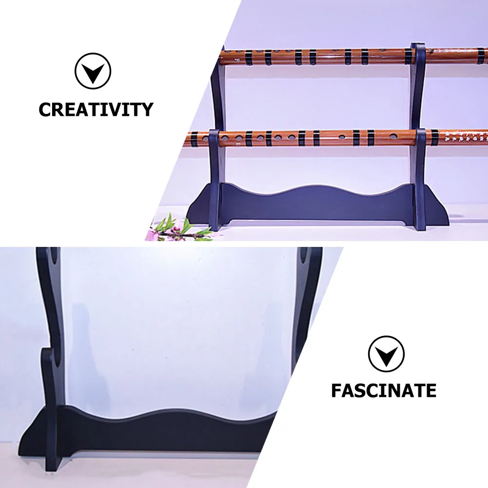 

Flute Stand Rack Desktop Instrument Holder for Portable Black Solid Wood Sword
