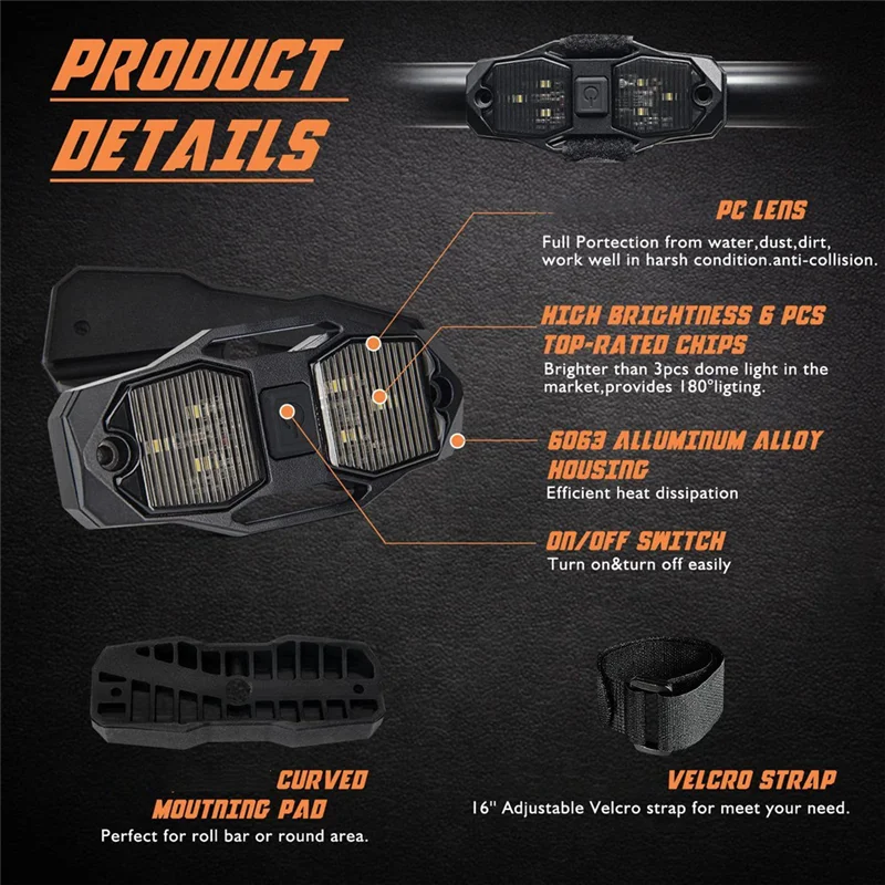 

Для UTV 4WD для Polaris для RZR для Can-Am, совместимый красный, белый, двухцветный светодиодный купольный светильник с переключателем, коммутационный светильник