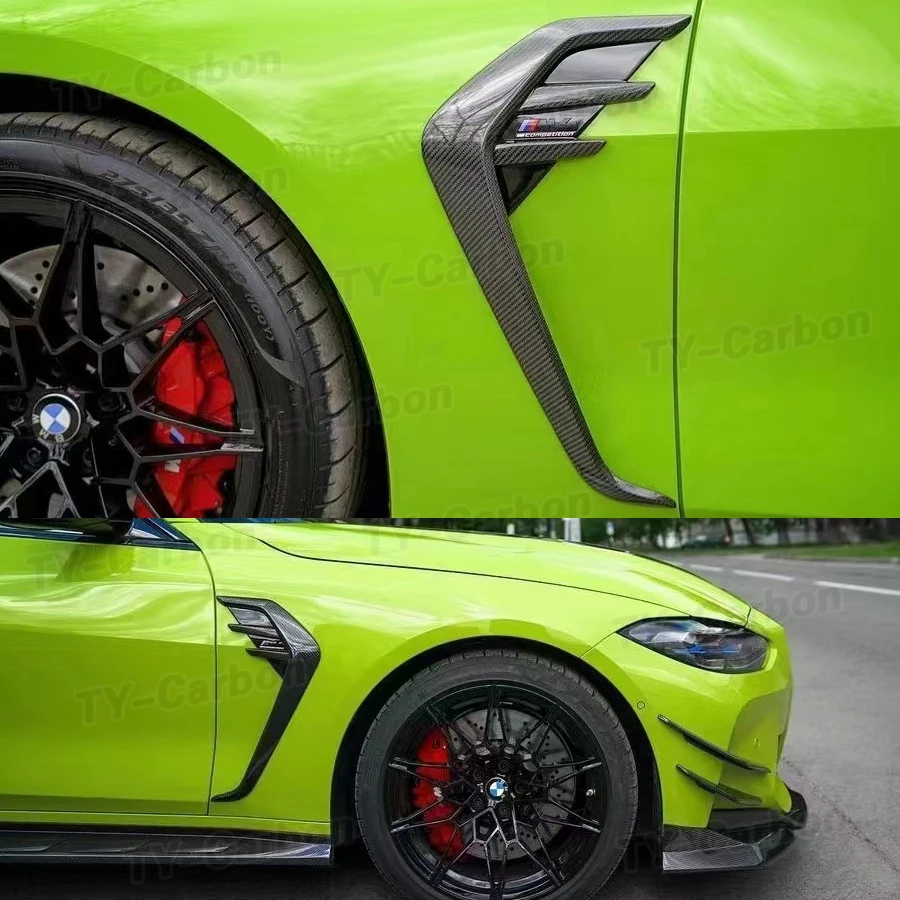 

Сухие передние боковые крылья из углеродного волокна, разветвители для BMW G80 M3 M4 G82 G83, автомобильные противотуманные фары, вентиляционное отверстие, накладка, листовая пластина 2021+