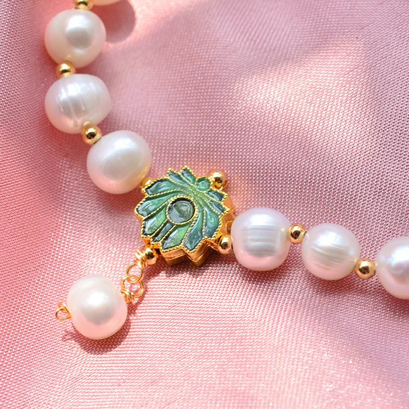 100% Natural Freshwater Pearl Elegant Lotus Flower 14K Gold Filled Female Charm Bracelet Promotion Jewelry For Women Gifts