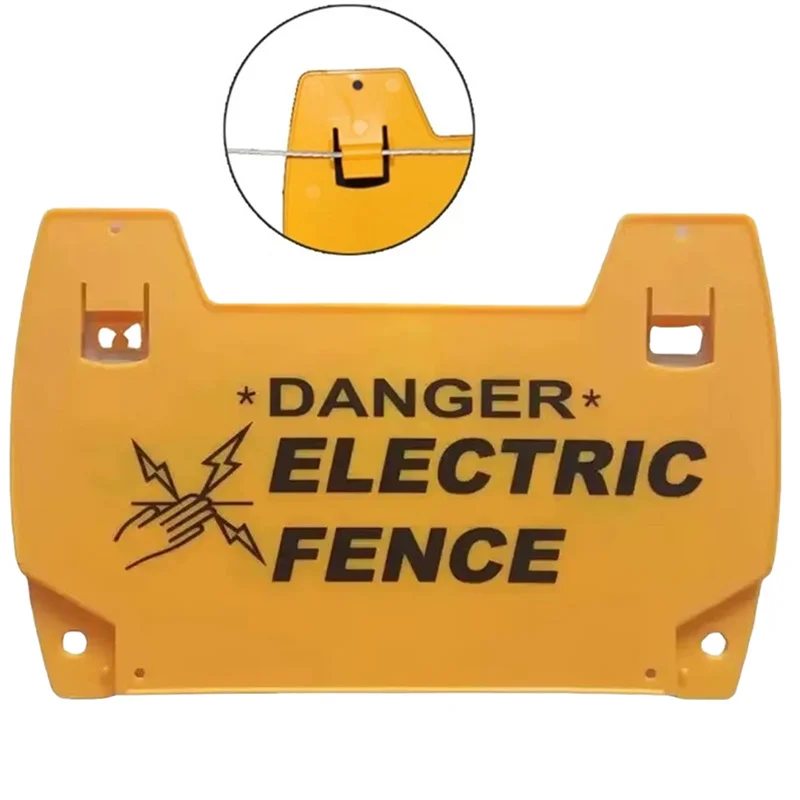 Electric Fence Warning Sign for Farm Garden Livestock Chick Dog Sheep Animals Fencing Plastic Danger Warning Board Sheet Orrange