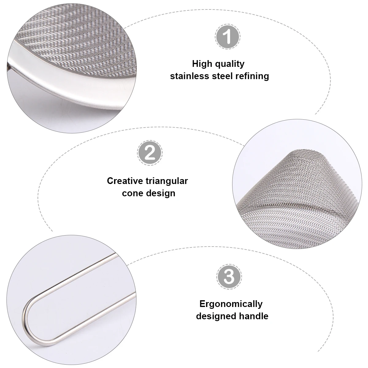 

Европейский двойной фильтр для льда, фильтр для остатков сока из нержавеющей стали, эргономичная ручка, треугольный конус, подходит для дома