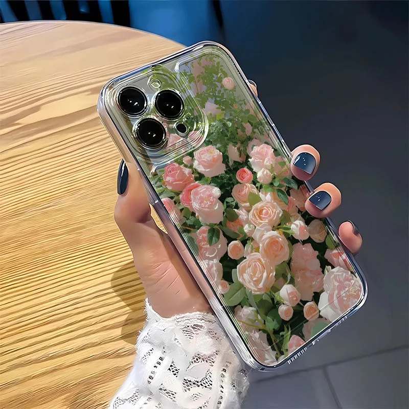 Fresh Flowers Cases Cover for IPhone 16 15 14 13 12 11 Pro Max 14 15 Plus Protection Back Cover Bumper Dustproof Non-Slip