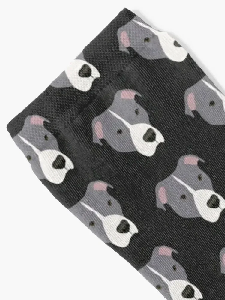 Grey and White Pit Bull Socks winter gifts winter cute with print Socks For Men Women's