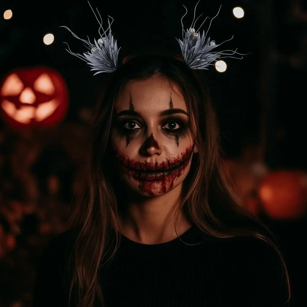 

Headdress Funny Halloween Hair Hoop Pearls Bat Deer Antlers Branch Headband Polyester Mesh Festival Hair Accessories Men